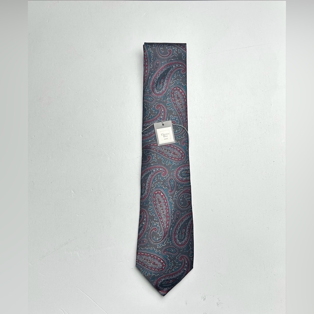Christian Dior Paisley Silk Tie - Blue and Red